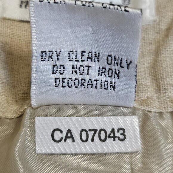 RICHARD MALCOLM Beige Embroidered  Beaded Linen Midi A-Line Skirt Size 16 - Picture 9 of 9